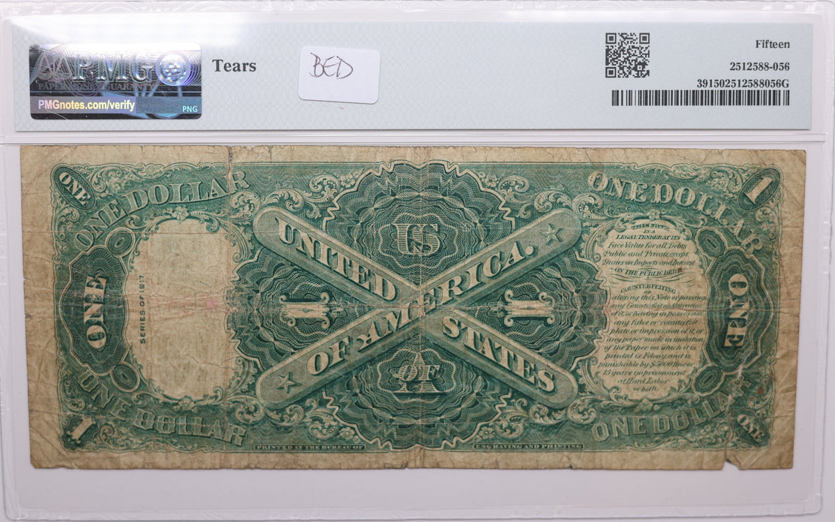 1917 $1, Legal Tender Note, Fr#39 New, PMG Choice F-15, Store #GLT012