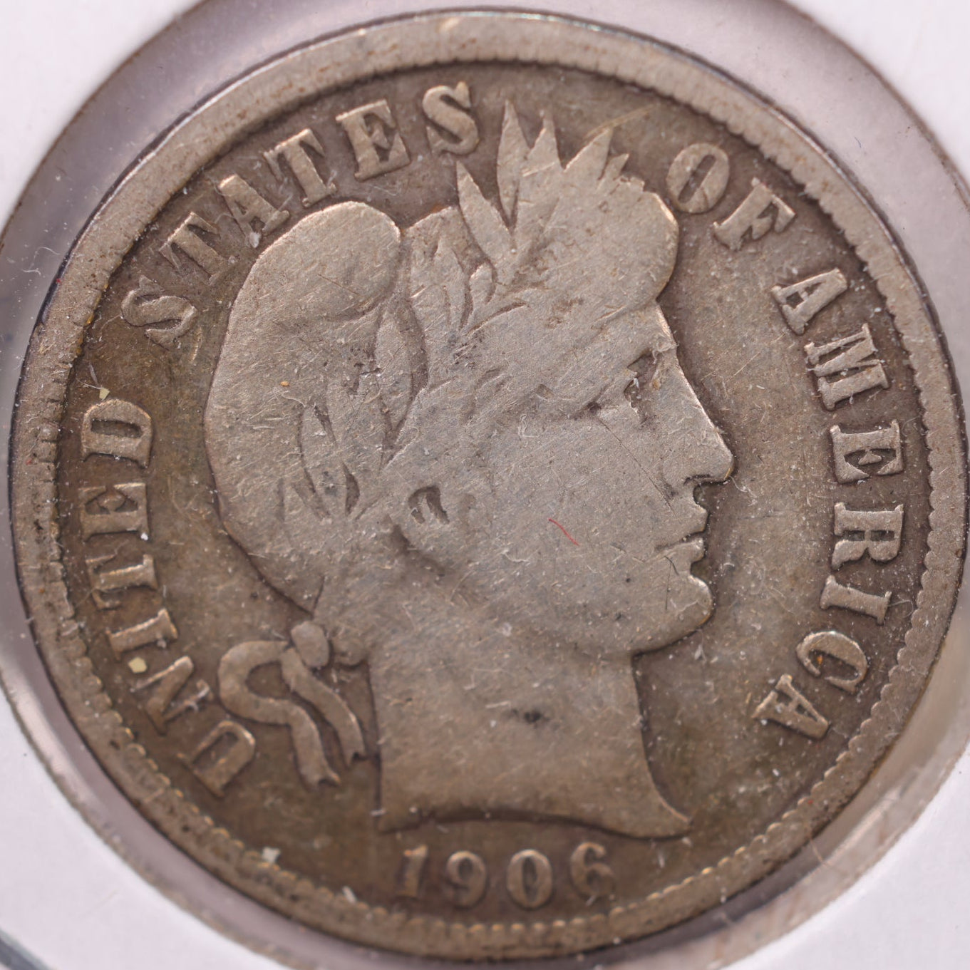 1906 Barber Dime, Very Good Circulated Coin, Store #19478