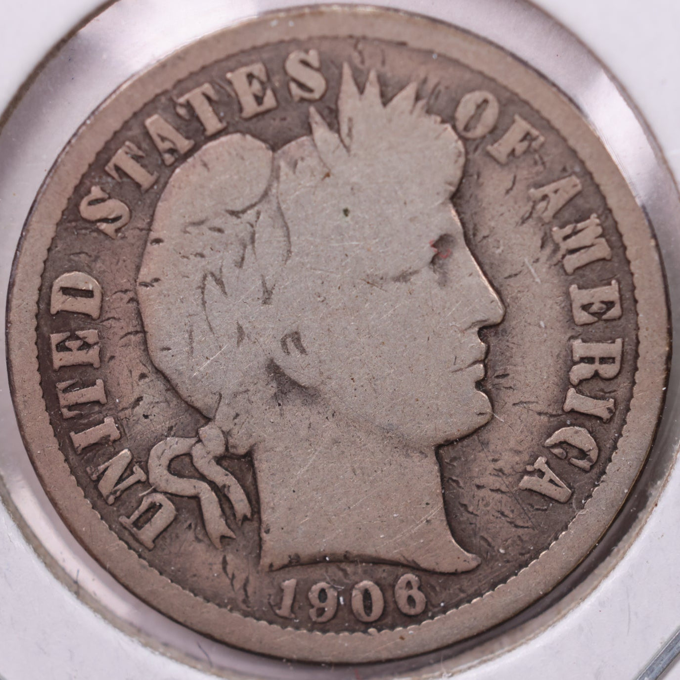 1906 Barber Dime, Very Good Circulated Coin, Store #19481