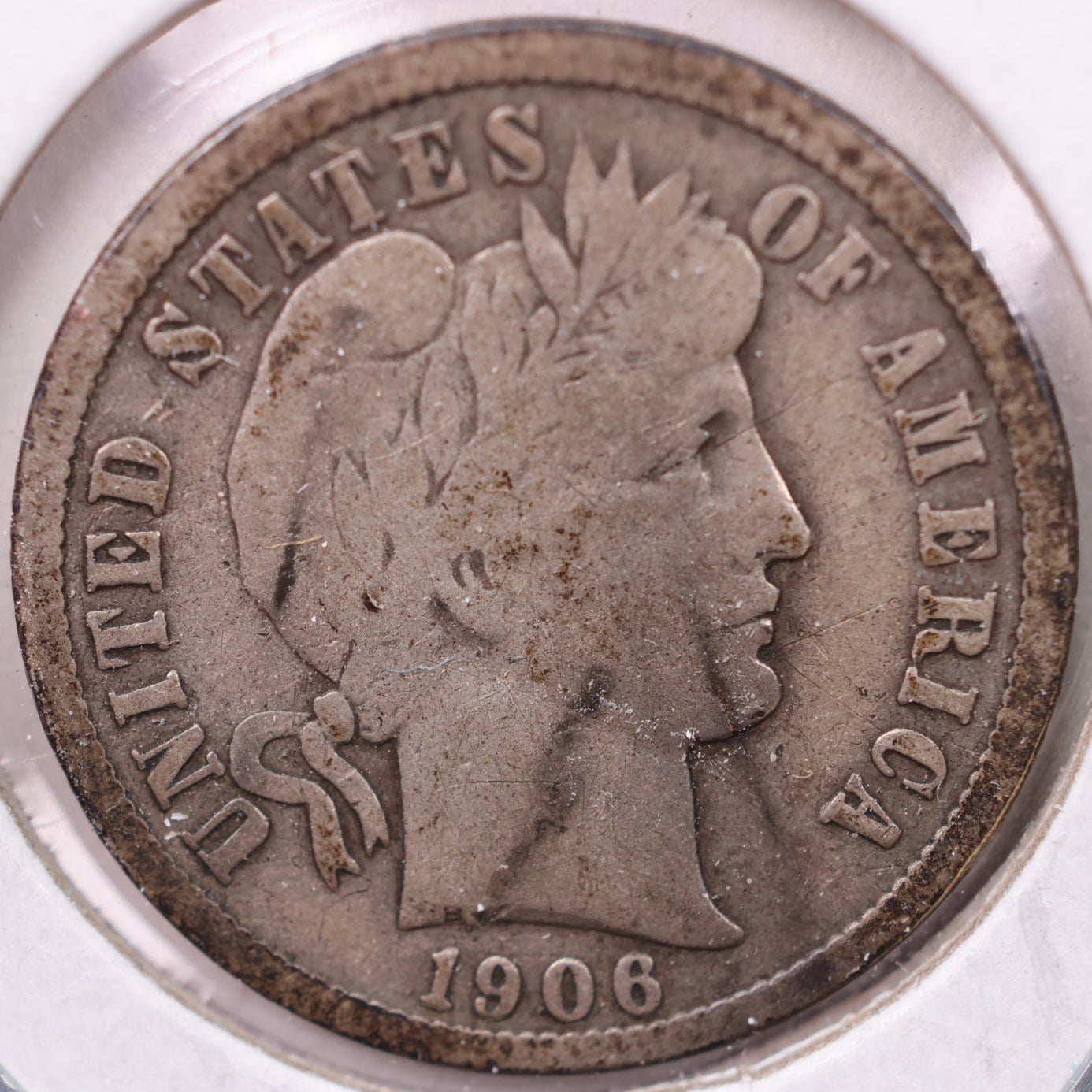 1906 Barber Dime, Very Good Circulated Coin, Store #19483