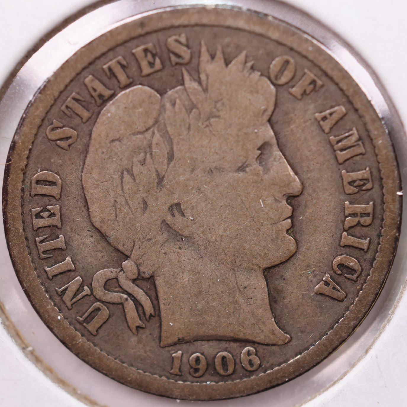 1906 Barber Dime, Very Good Circulated Coin, Store #19484