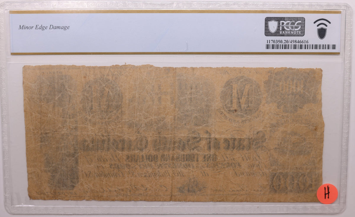 1860's $1000 ND, Advertising Note, South Carolina, PCGS F-20, Store #GSC002