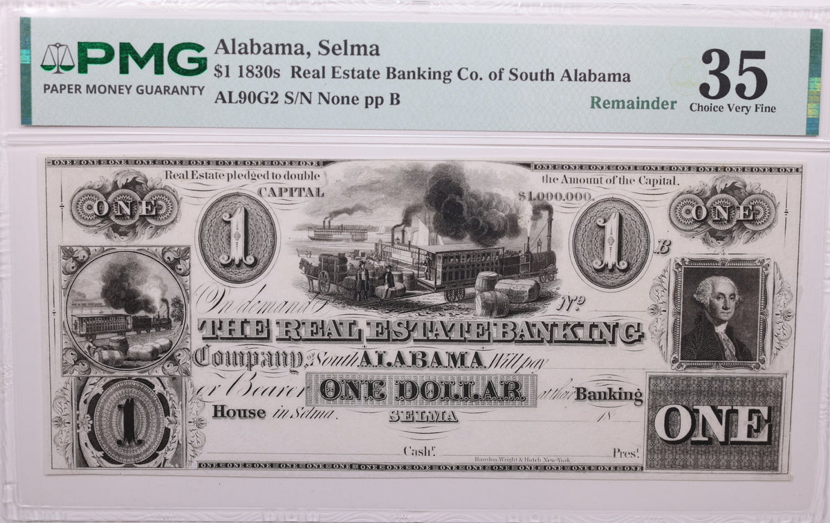 1830's $1, Real Estate Banking Co. of South Alabama, PCGS Choice VF-35., Store #GAL001