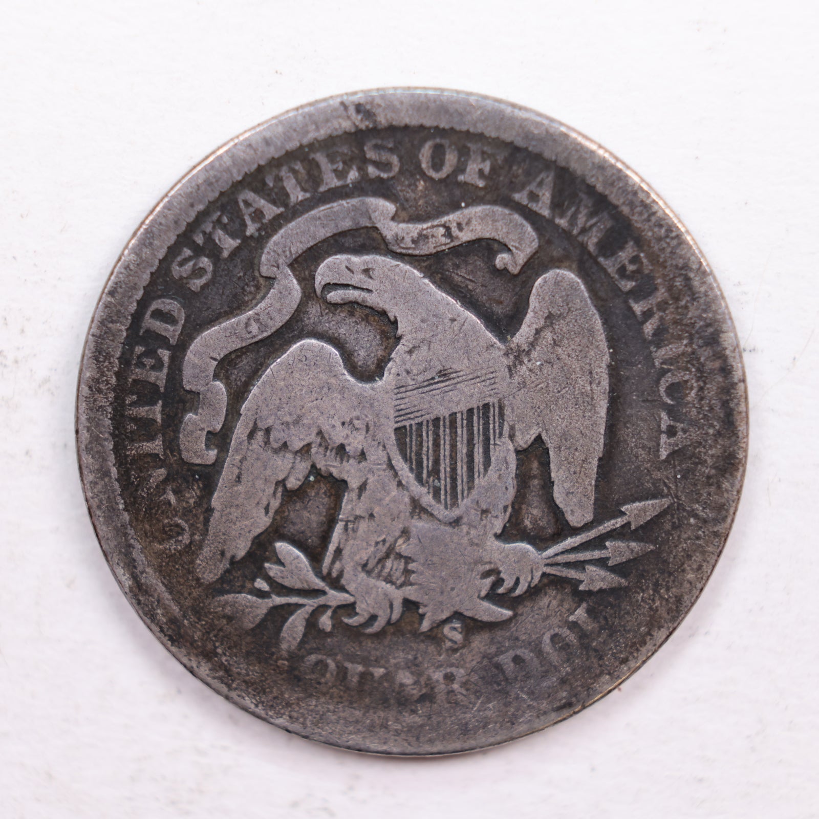 1875-S Seated Liberty Quarter., Very Good Circulated Coin., Store #QR562.