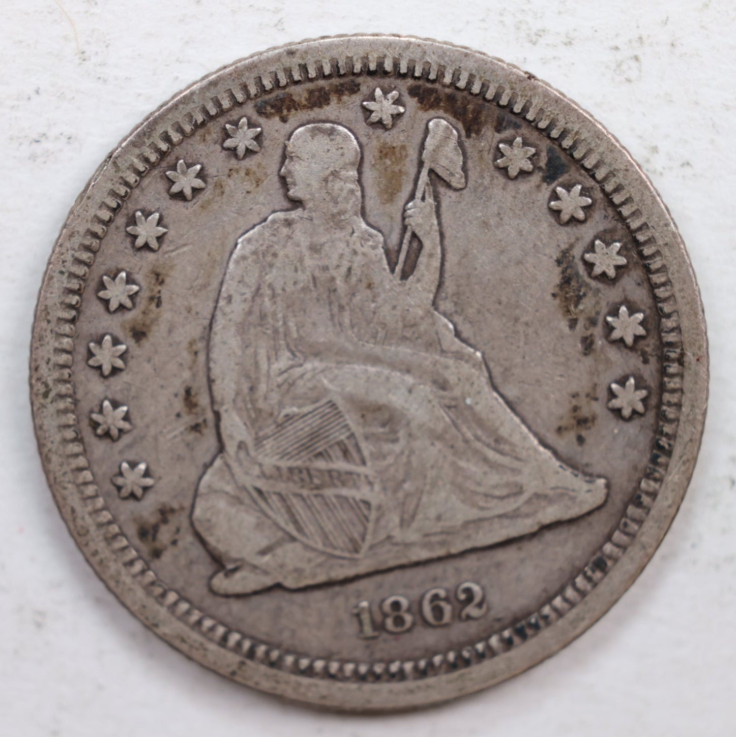 1862 Seated Liberty Quarter., Extra Fine Circulated Coin., Store #QR573.