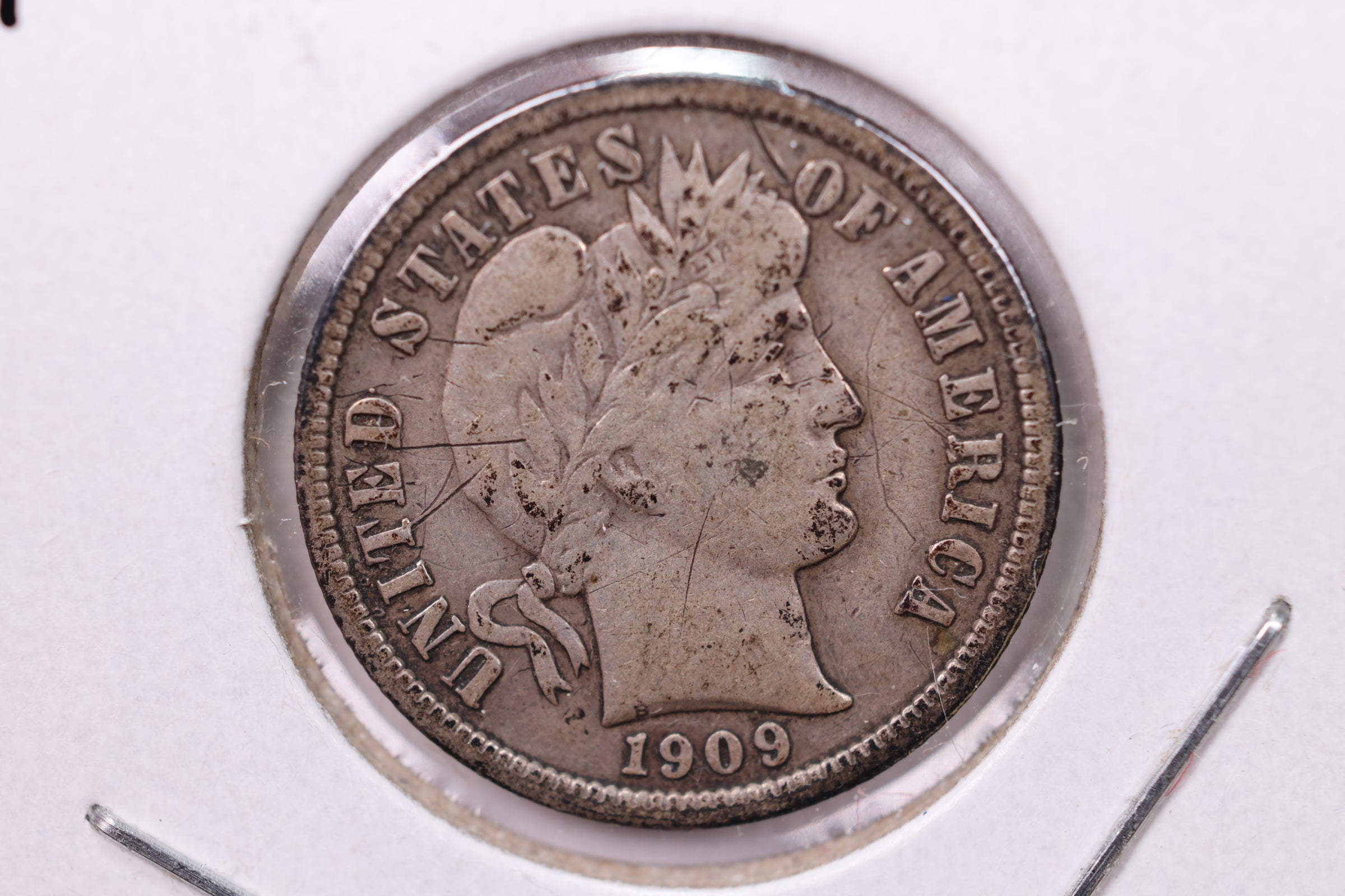 1909 Barber Silver Dime., V.F., Store Sale #19525