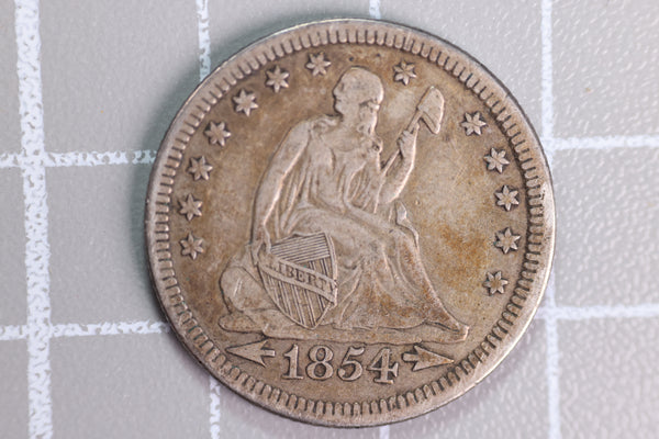 1854 Seated Liberty Quarter, Affordable Collectible Coin, Store #230727022