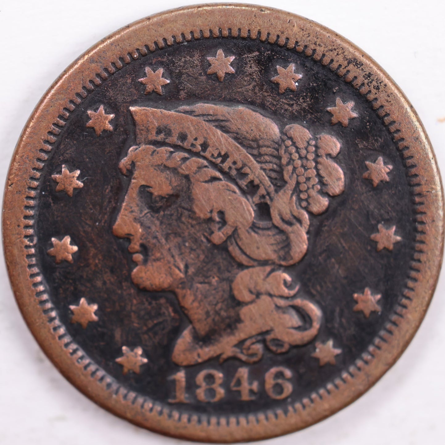 1846 Braided Hair Large Cent, Fine Circulated Coin, Store #CT0039