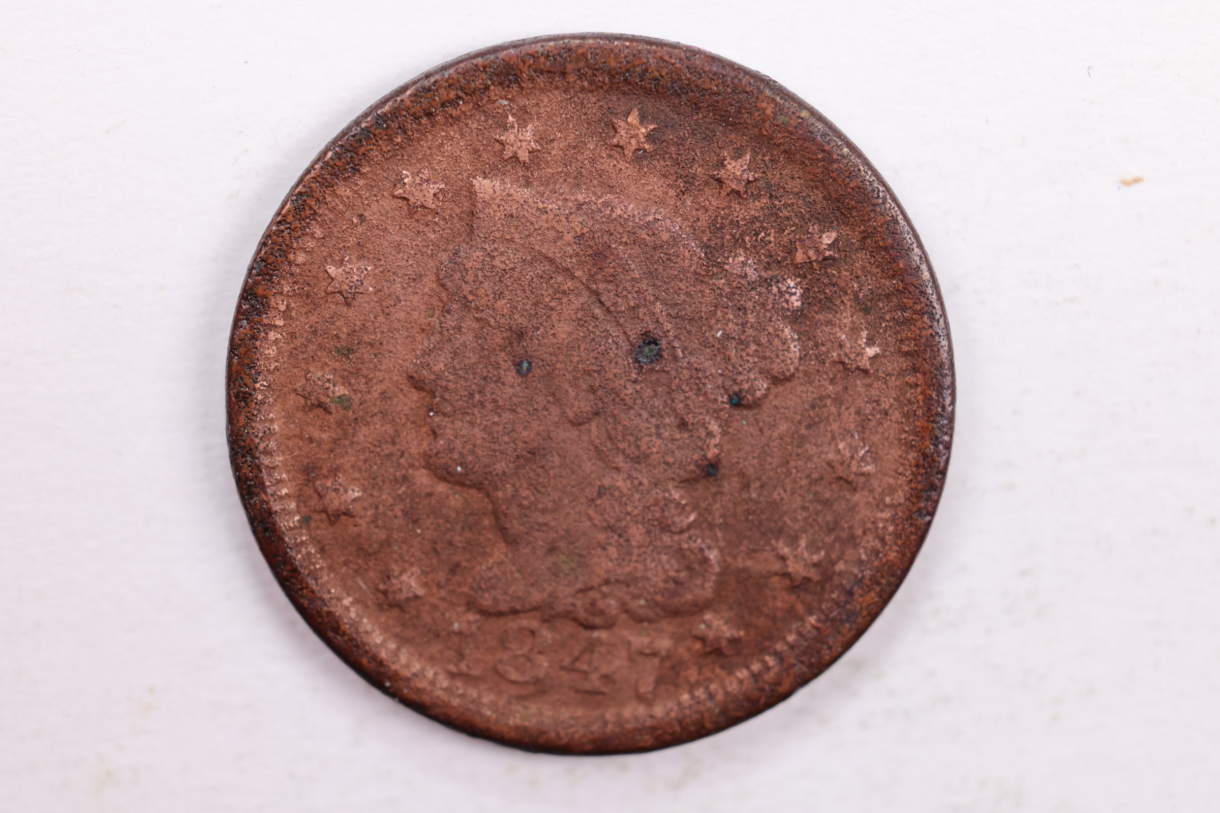 1847 Braided Hair Large Cent, Very Good Circulated Coin, Store #CT0042