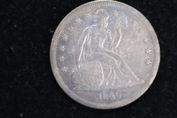 1840 Liberty Seated Silver Dollar, AU55 Details No Motto. Store #15451