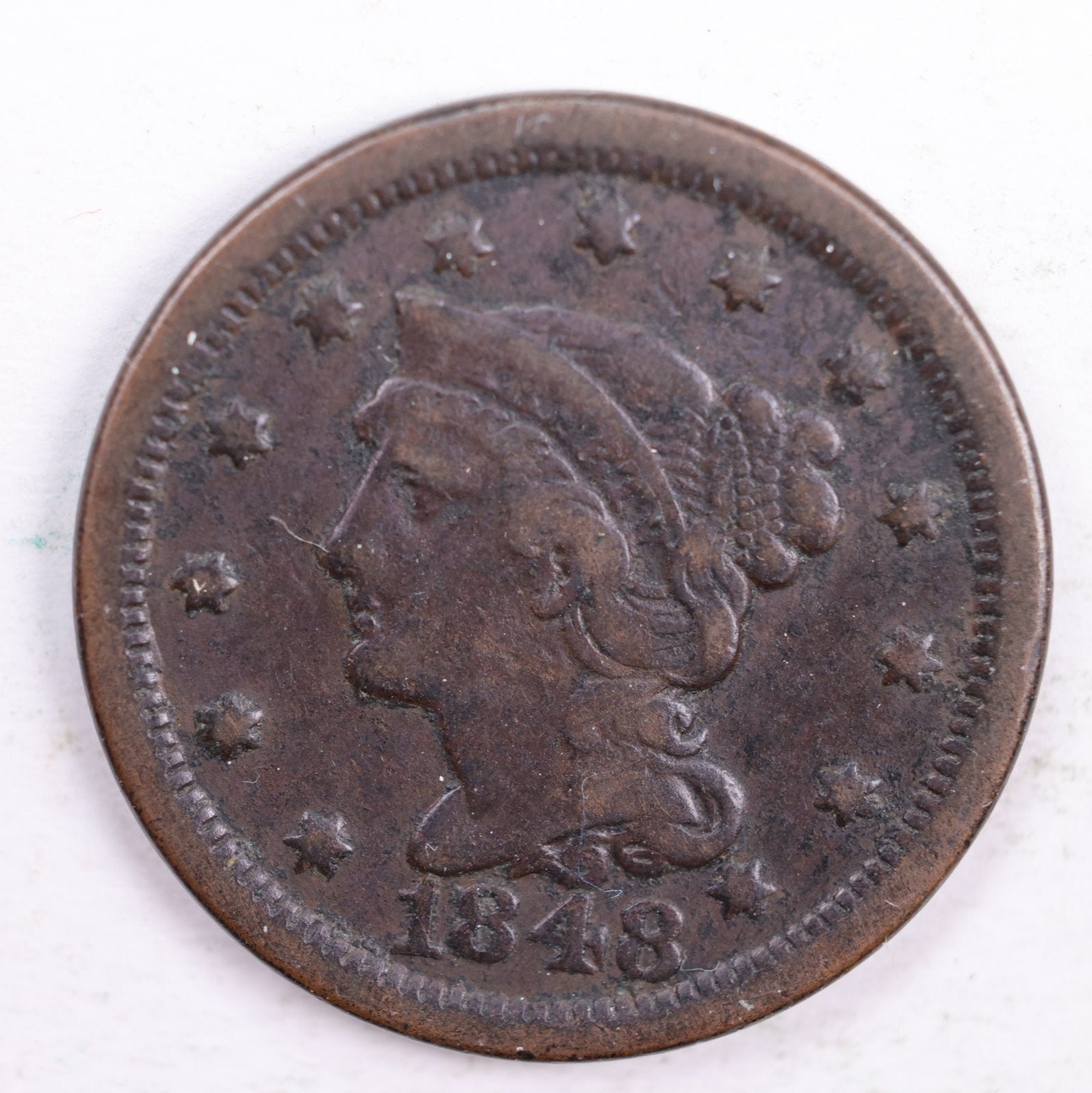 1848 Braided Hair Large Cent, Fine Circulated Coin, Store #CT0049