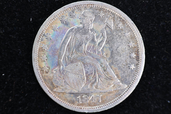 1847 Liberty Seated Silver Dollar, XF45 Details No Motto. Store #23080406