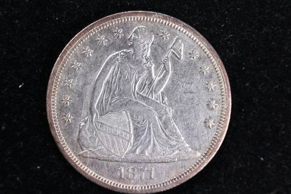 1871 Liberty Seated Silver Dollar, AU50 Details- Store #23080412