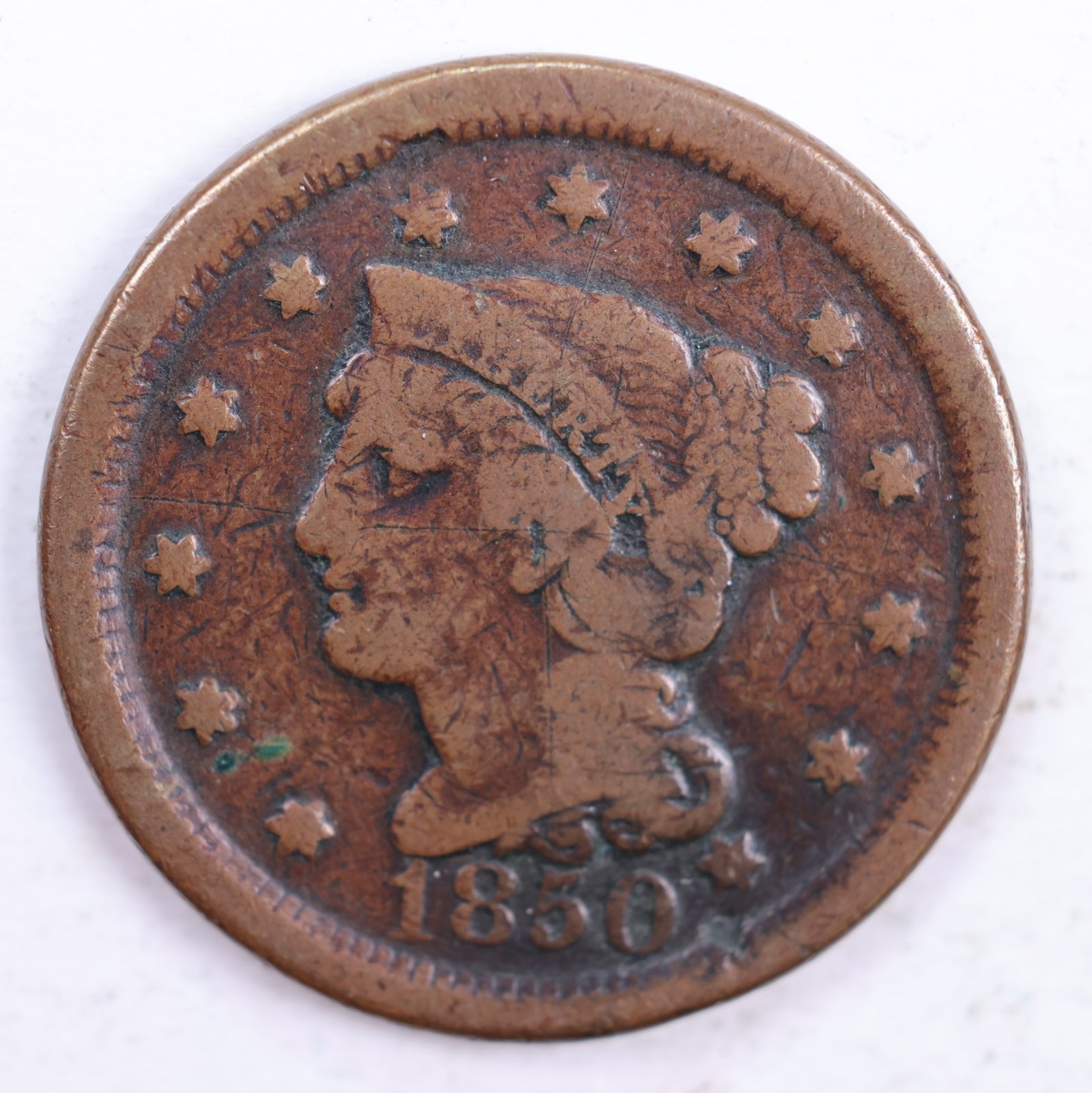 1850 Braided Hair Large Cent, Very Good Circulated Coin, Store #CT0157