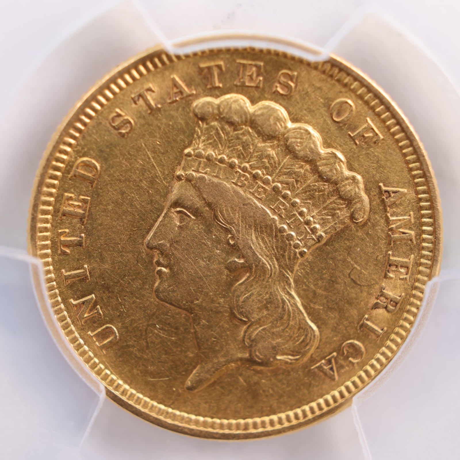 1854 $3 Indian Princess Head Gold Coin, PCGS AU-50, Store Sale #G0056.