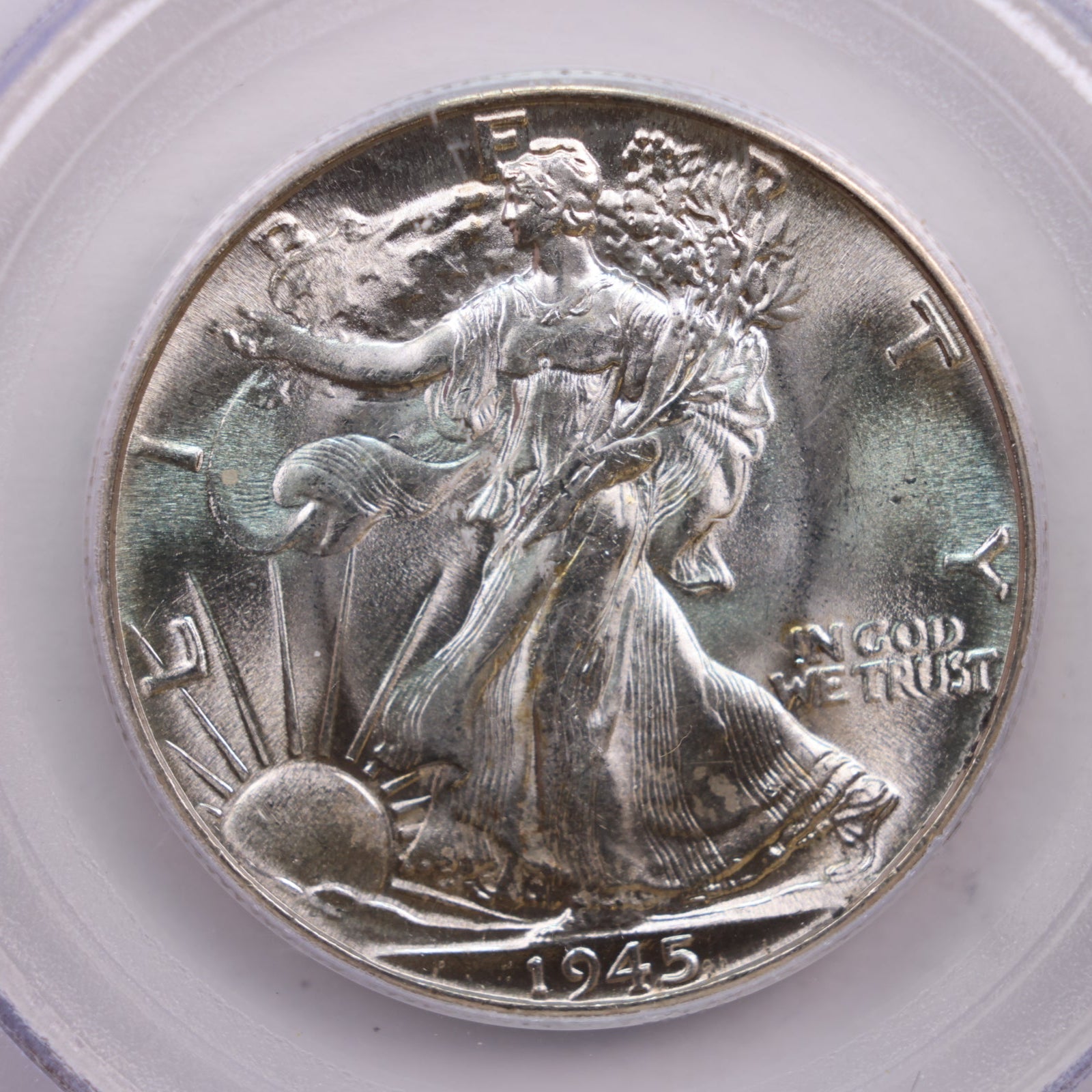 1945 Walking Liberty Half Dollar., Silver., PCGS MS-64., Store #GHR023.