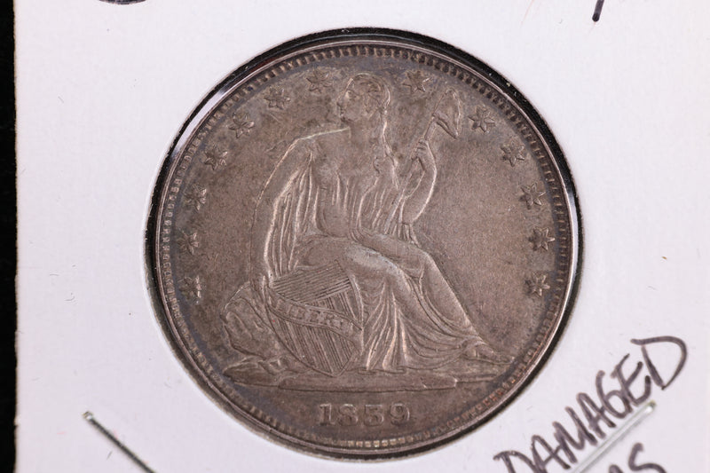 1839 Seated Liberty Half Dollar, With Drape, Extra Fine. Store