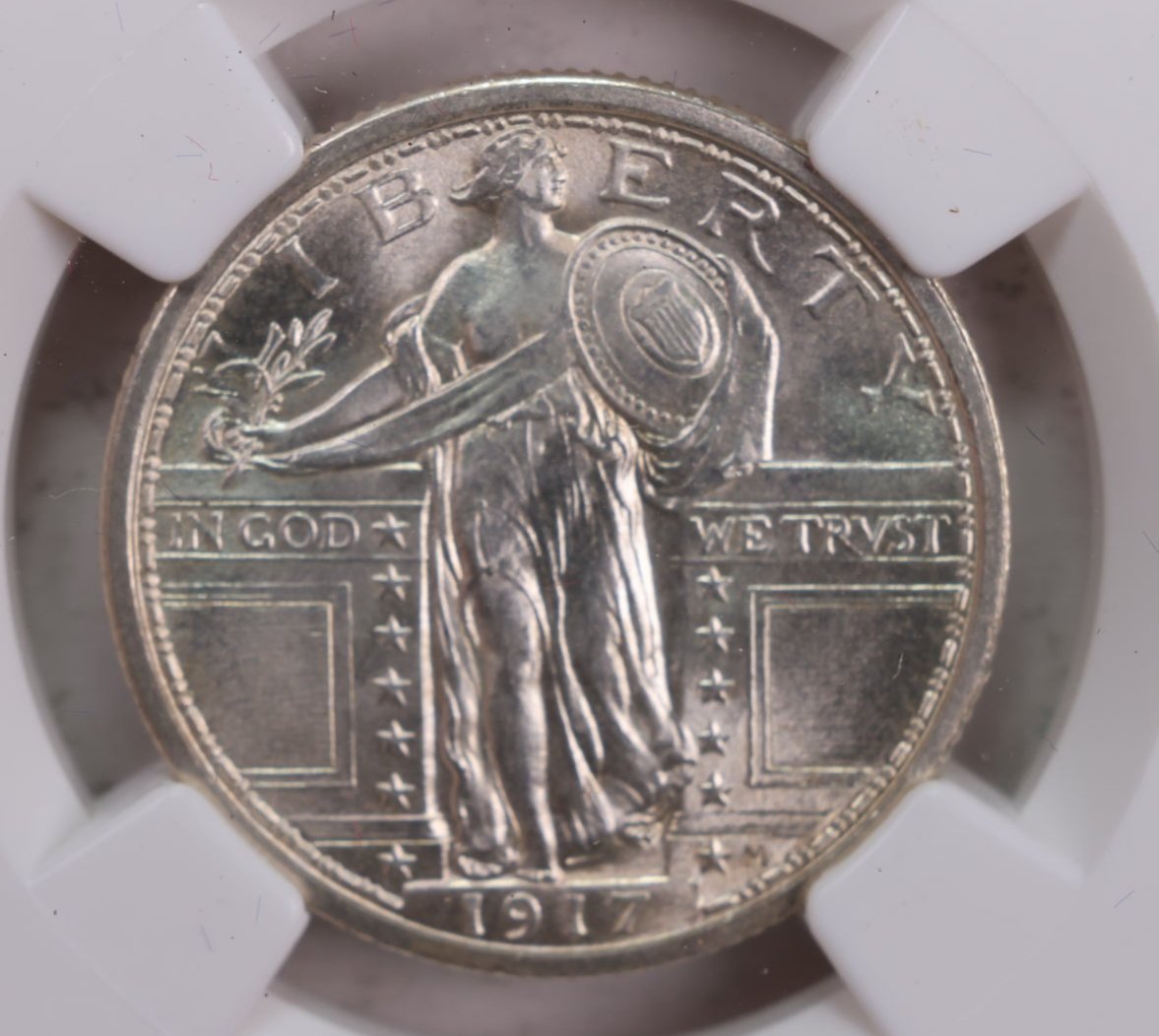 1917 Standing Liberty Quarter., Type-1., 'Full Head'., NGC MS-66., Store #QR1449.