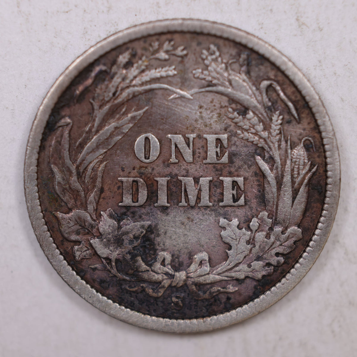 1892-S Barber Silver Dime, Fine Circulated Coin, Store #DE032.