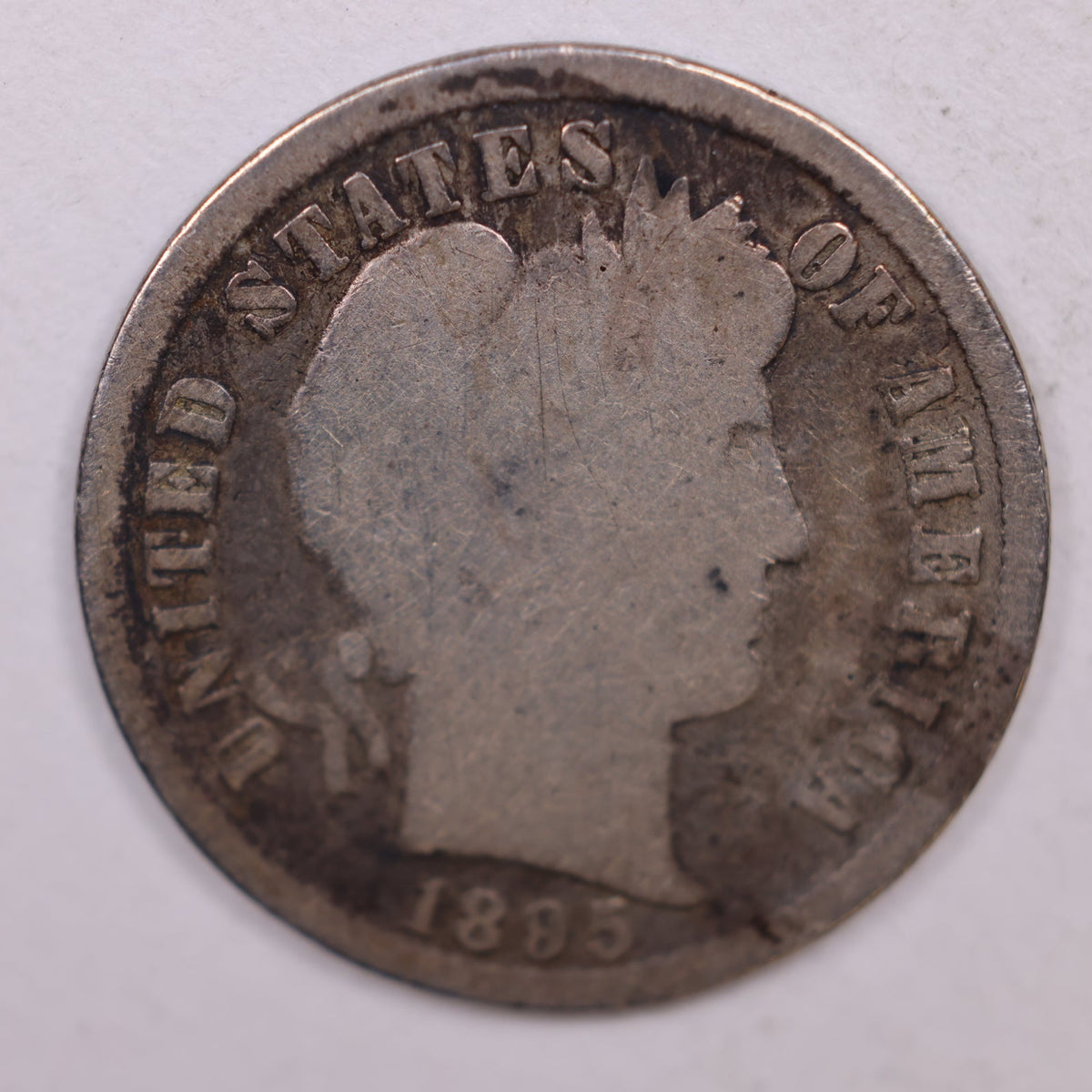 1895 Barber Silver Dime, About Good, Circulated Coin, Store #DE038.