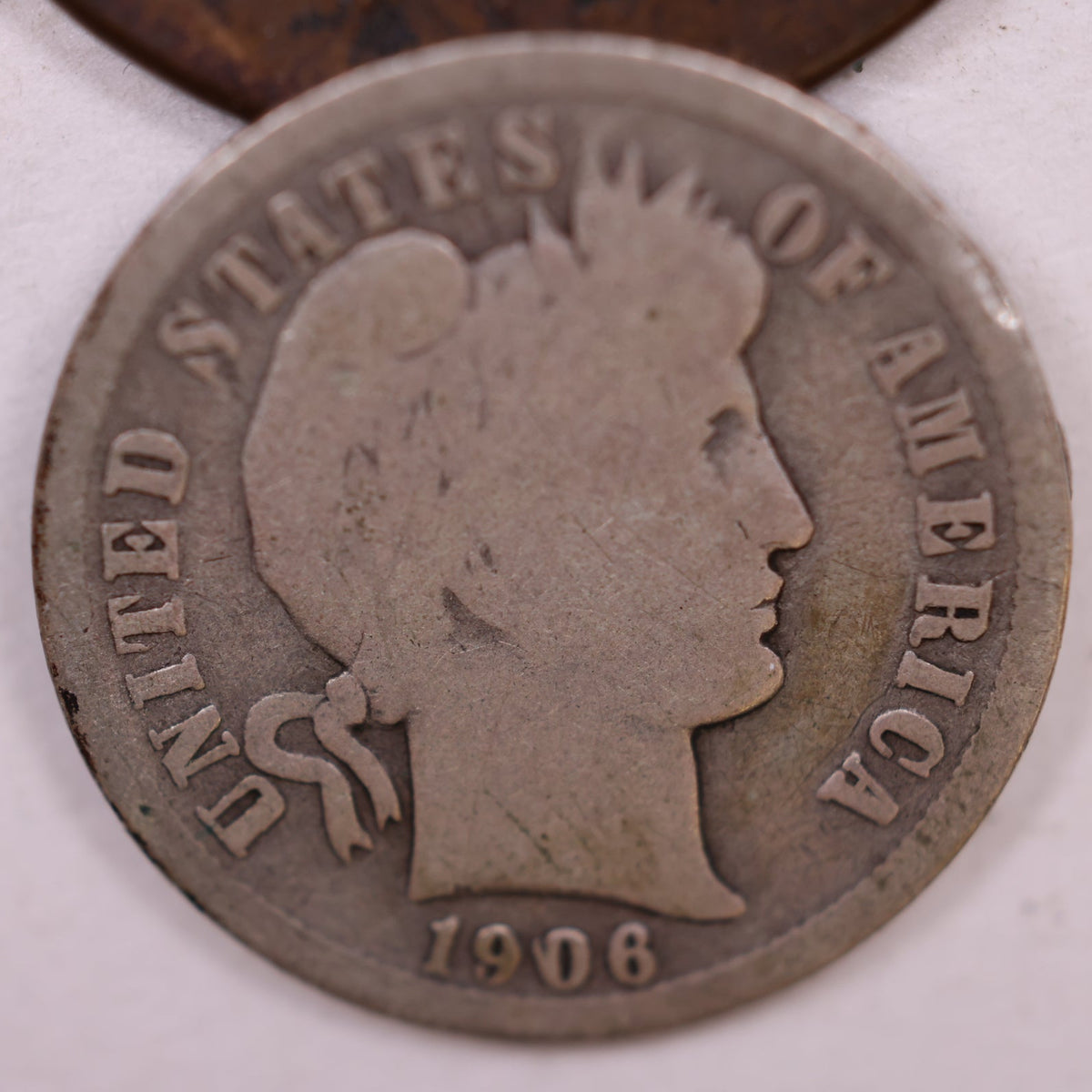 1906-O Barber Silver Dime, Good Circulated Coin, Store #DE072.