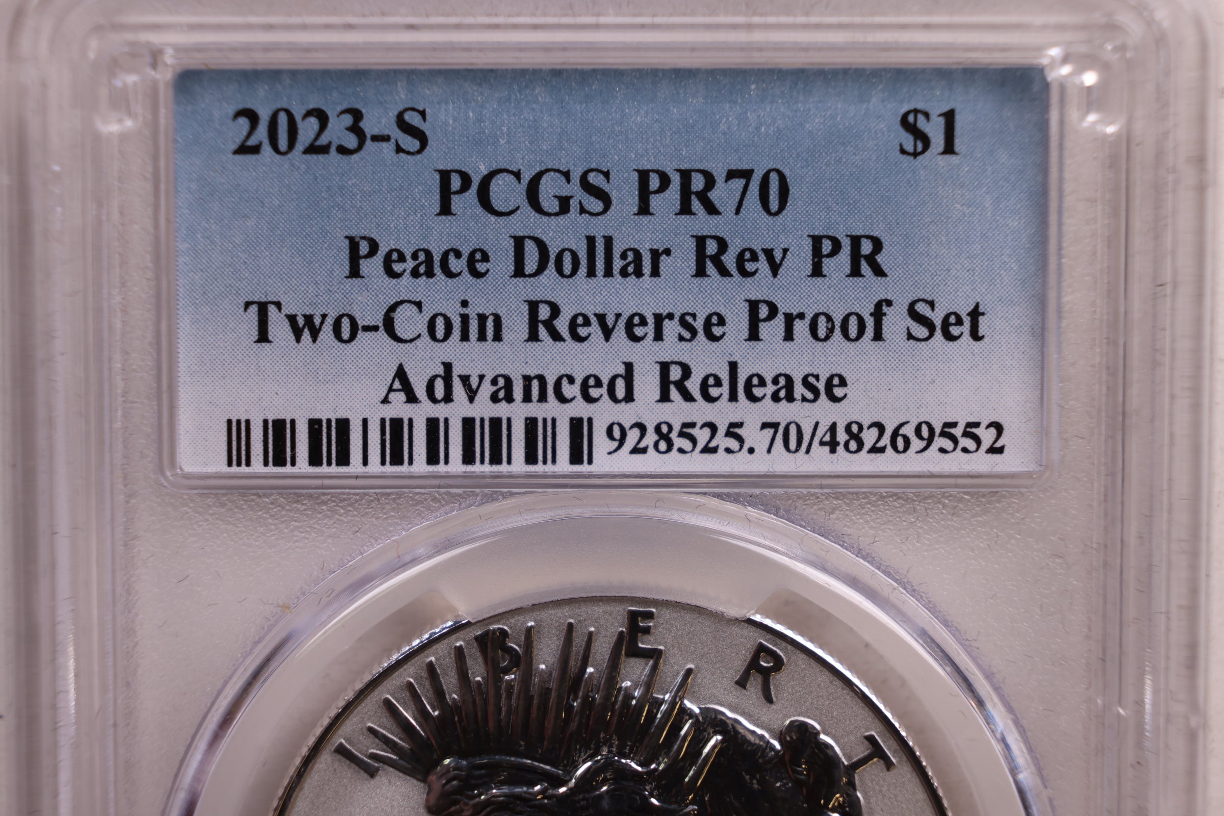 2023-S Peace Silver Dollar Commemorative, PCGS Reverse PF-70, Store #GMC221