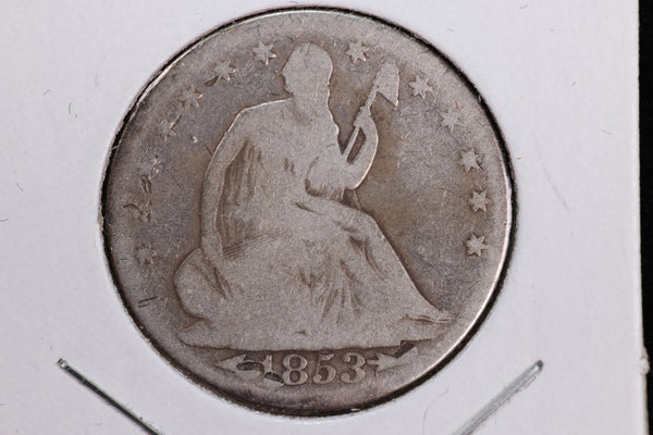 1853 Liberty Seated Quarter, Affordable Circulated Coin. Store Sale #23080904