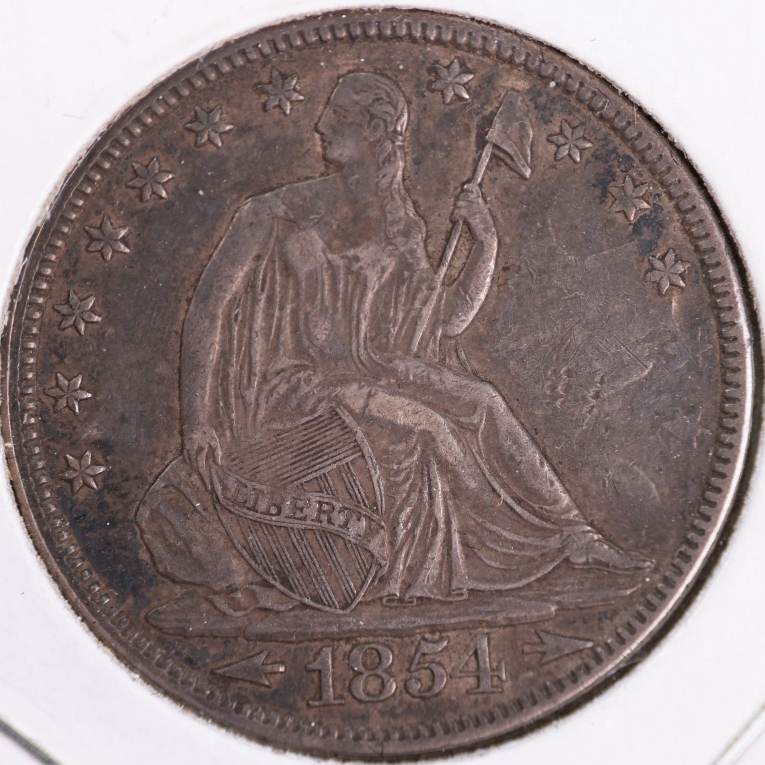 1854 Liberty Seated Half Dollar, Extra Fine+ Circulated Coin, Store #HR1932