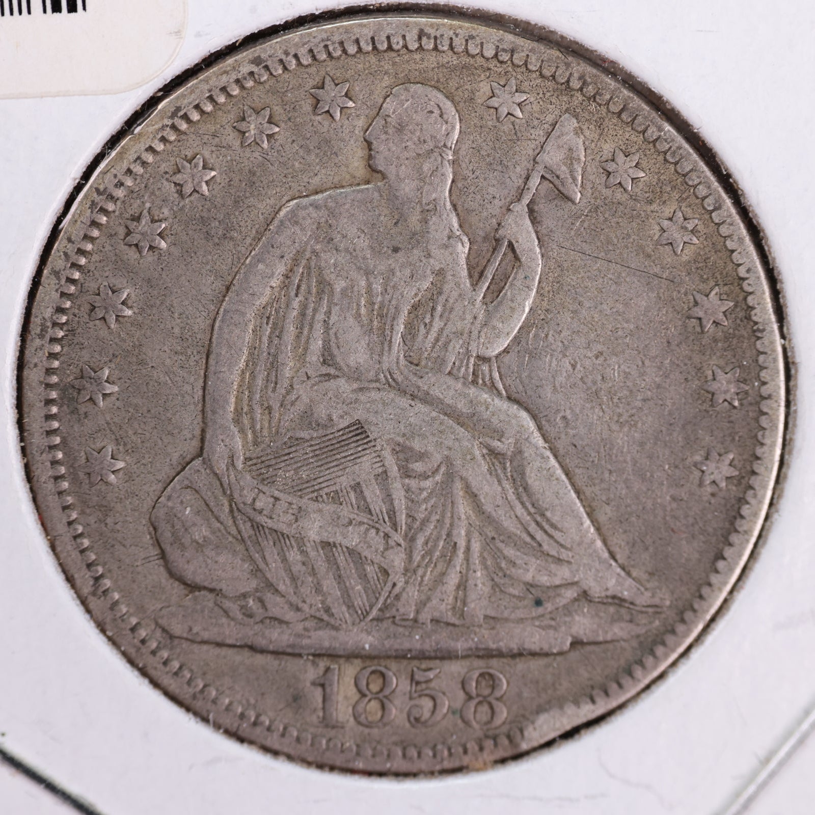 1858 Liberty Seated Half Dollar, Very Fine Circulated Coin, Store #HR0840 (23080926)