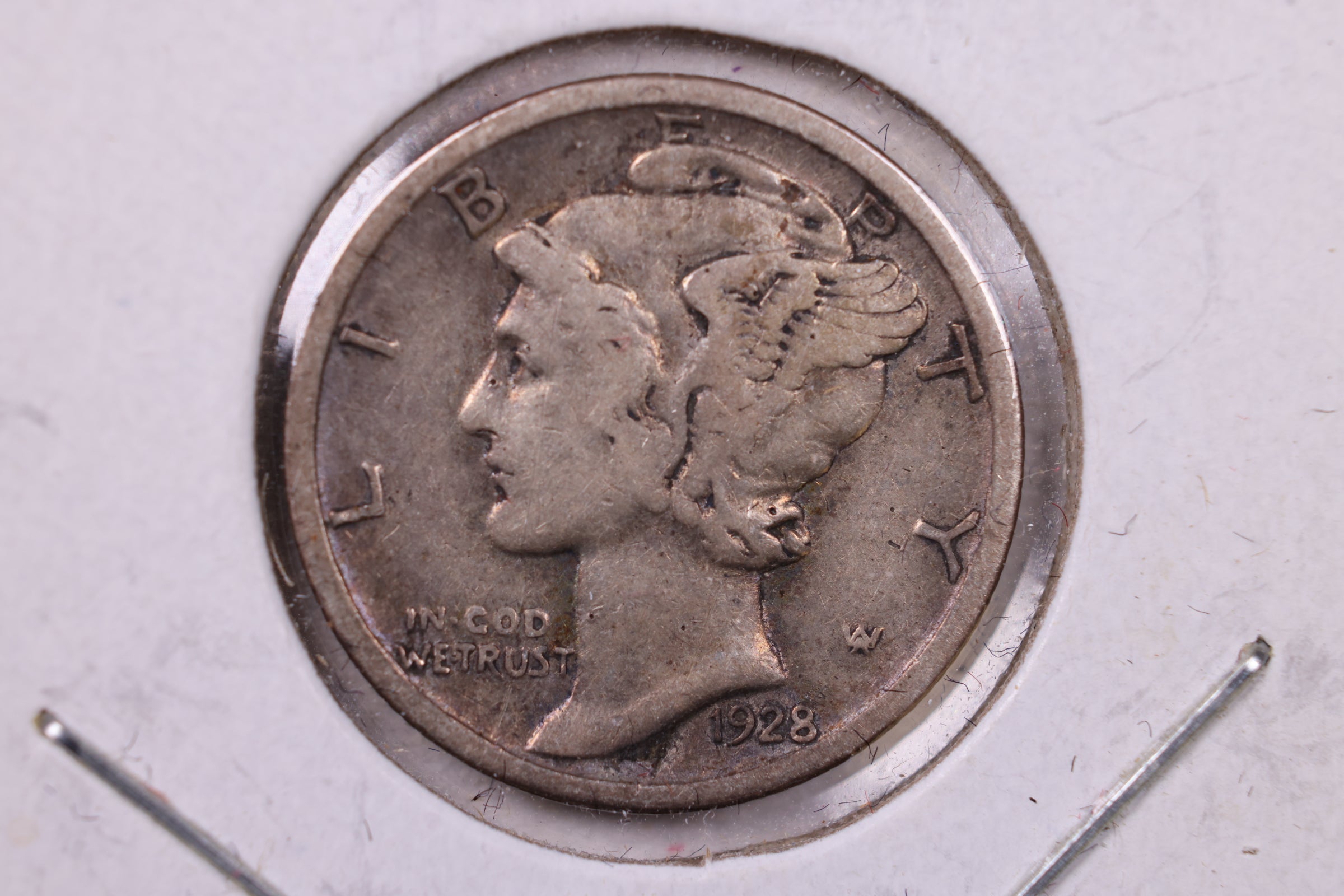 1928-S Mercury Silver Dime., Fine., Store #19907