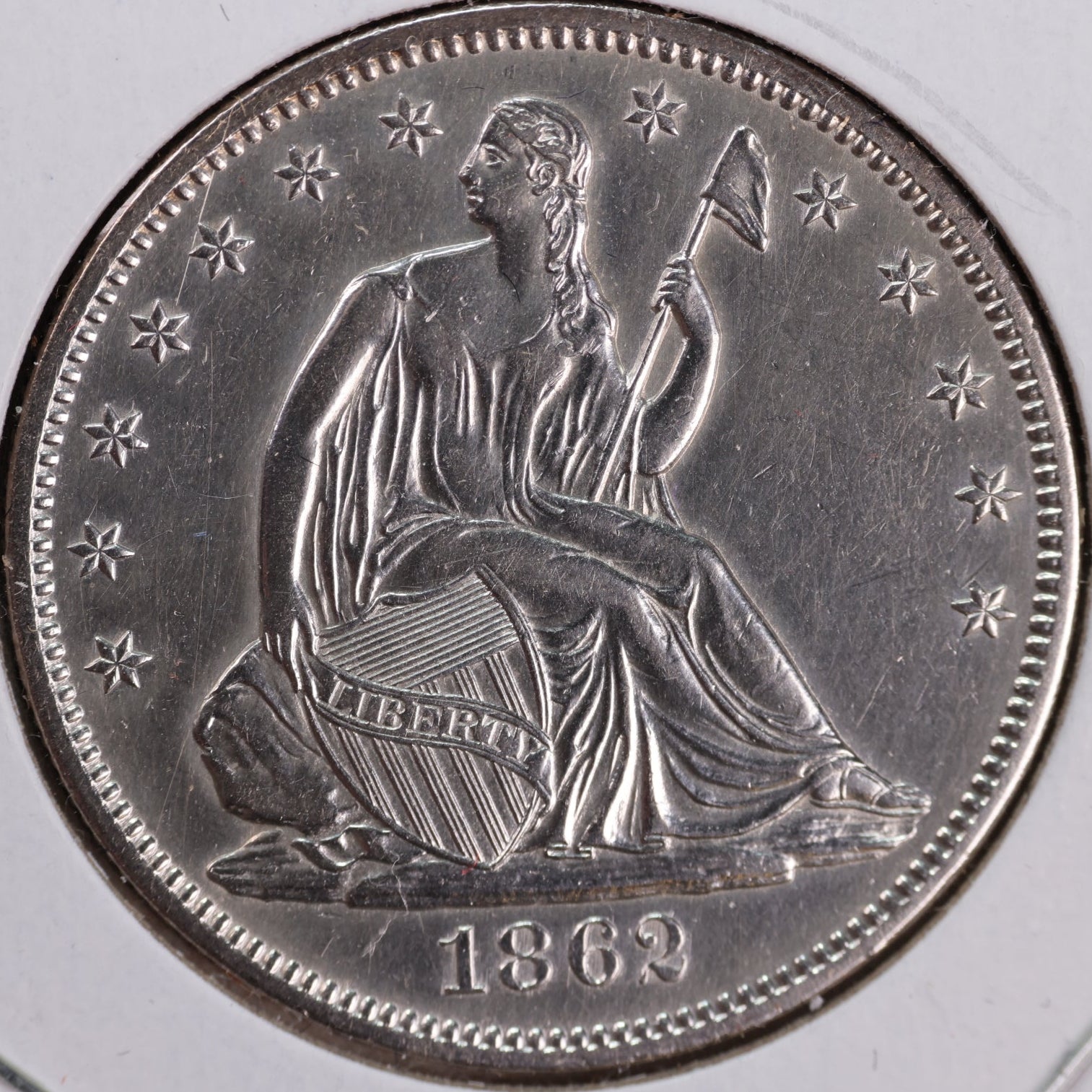 1862 Liberty Seated Half Dollar, Mint State Uncirculated Coin. Store Sale #HR1973
