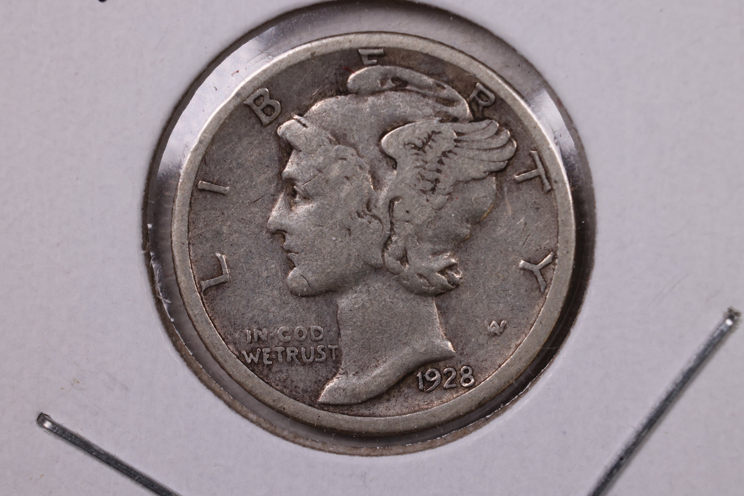 1928-S Mercury Silver Dime., Fine., Store #19909