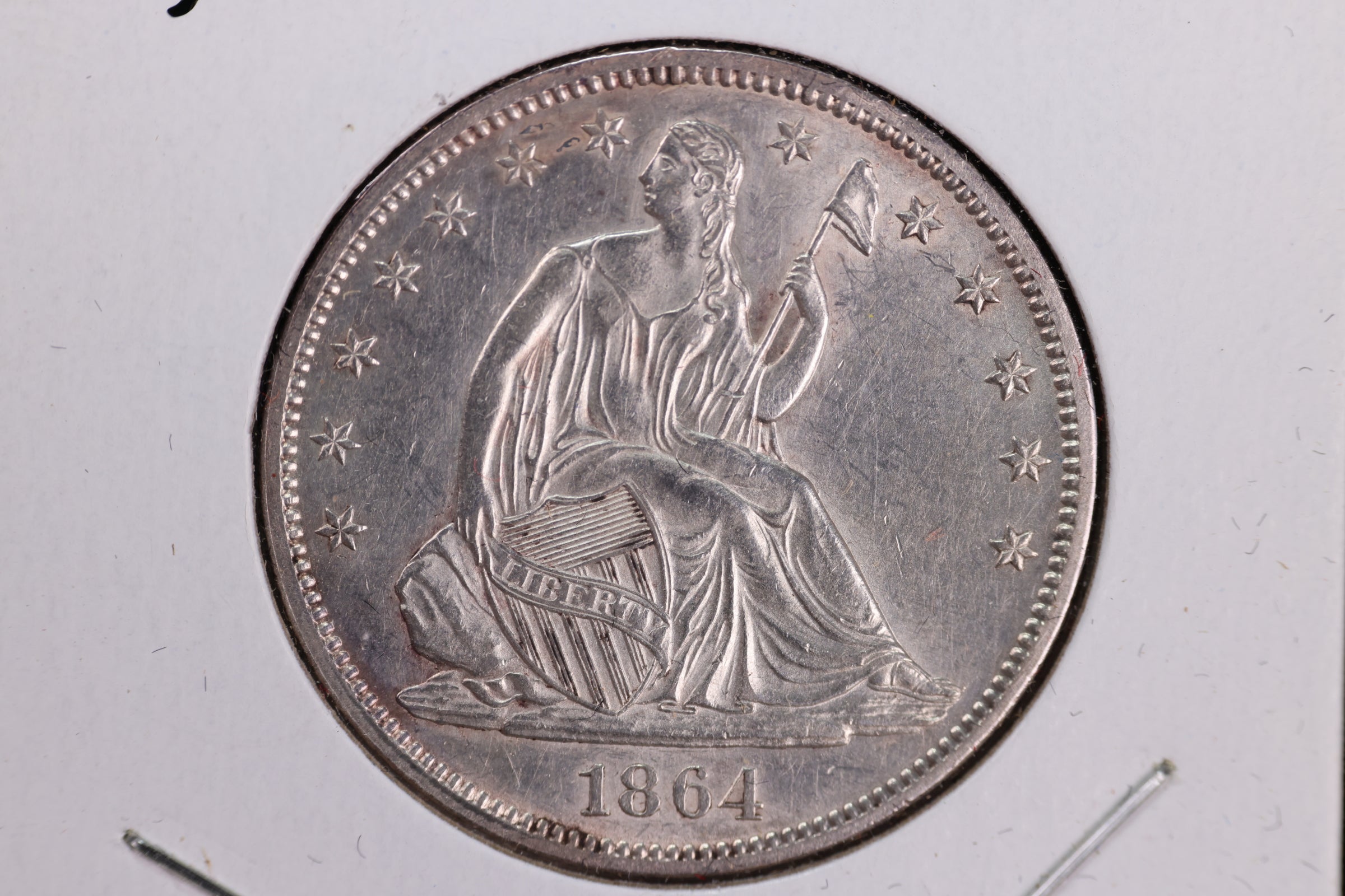 1864 Liberty Seated Half Dollar, Affordable Circulated Coin. Store Sale #23080949