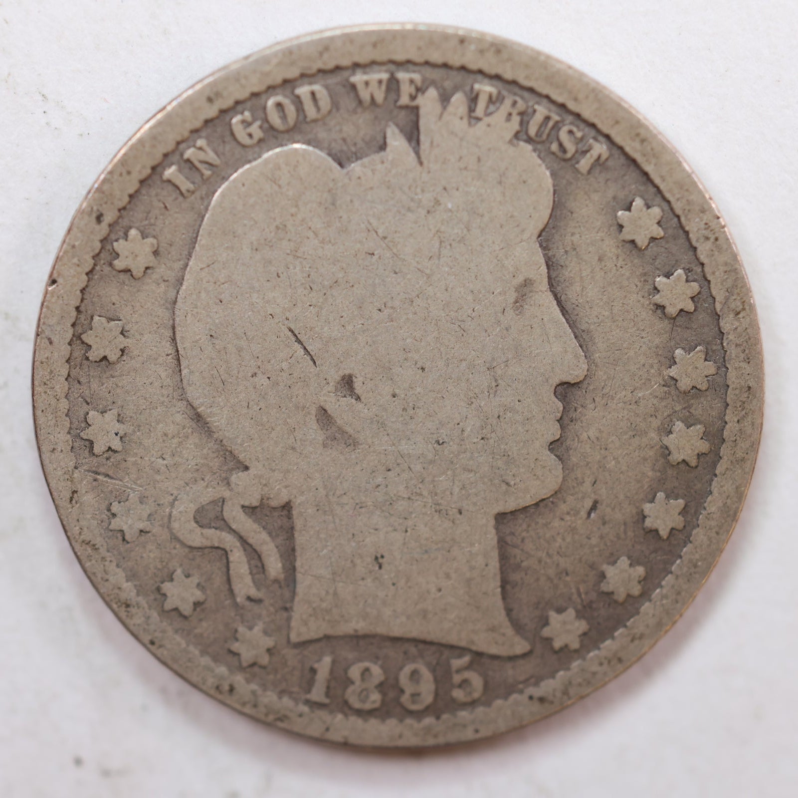 1895 Barber Quarter, About Good Circulated Collectible Coin, Store #QR816.