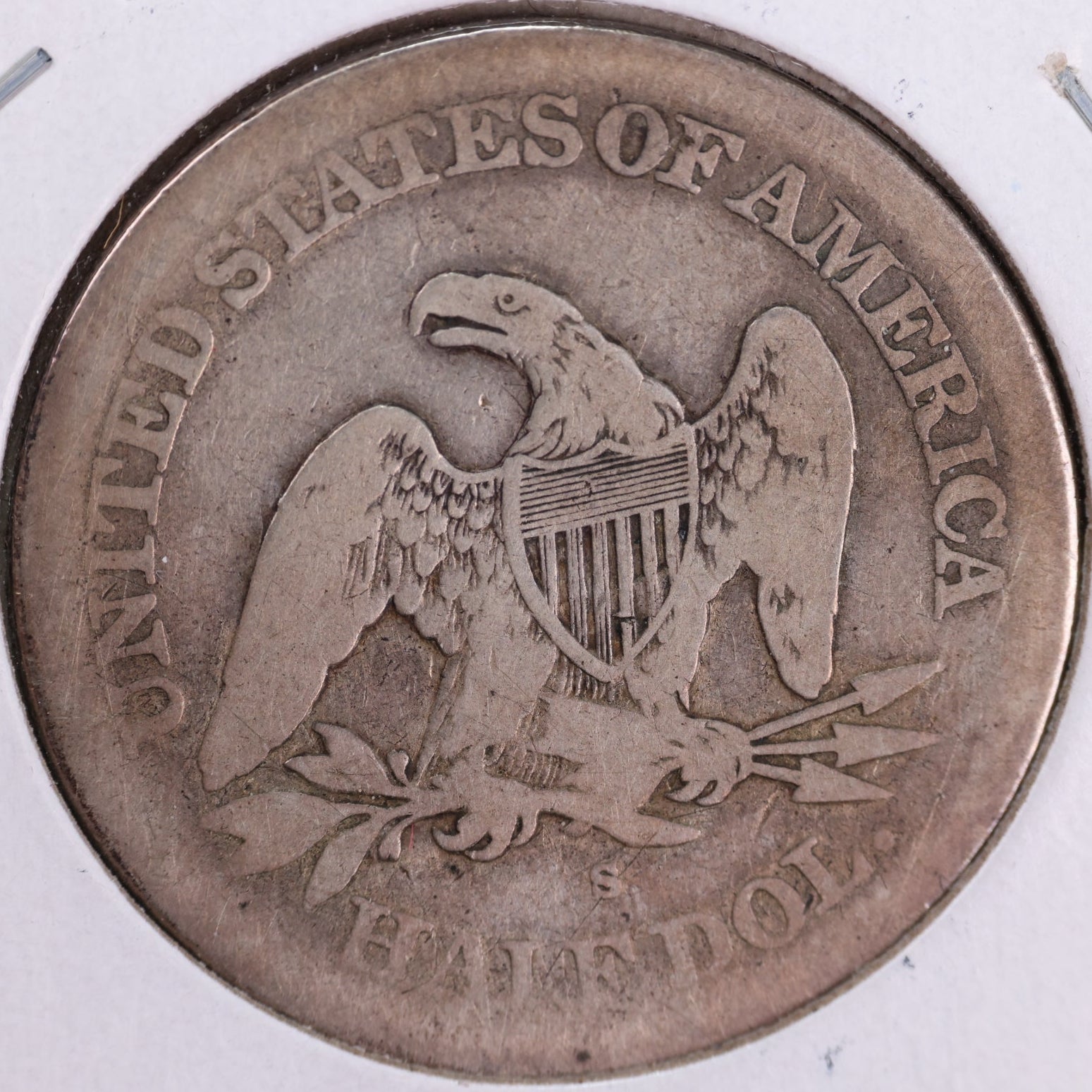 1866-S Liberty Seated Half Dollar, Very Good Circulated Coin. Store #HR1983