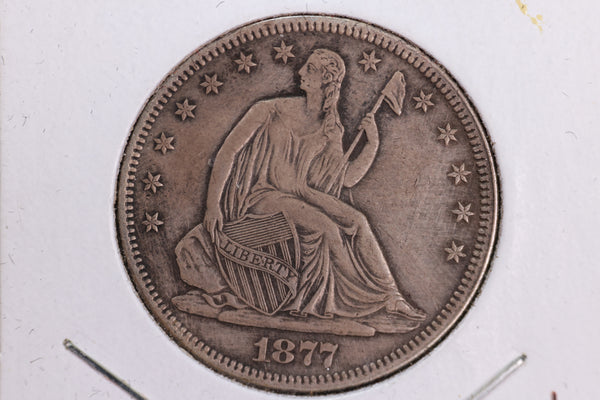 1877 Liberty Seated Half Dollar, Affordable Circulated Coin. Store Sale #23080970