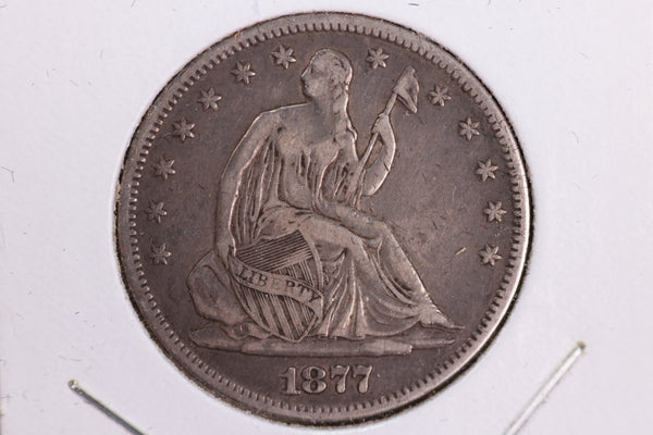 1877-S Liberty Seated Half Dollar, Affordable Circulated Coin. Store Sale #23080972