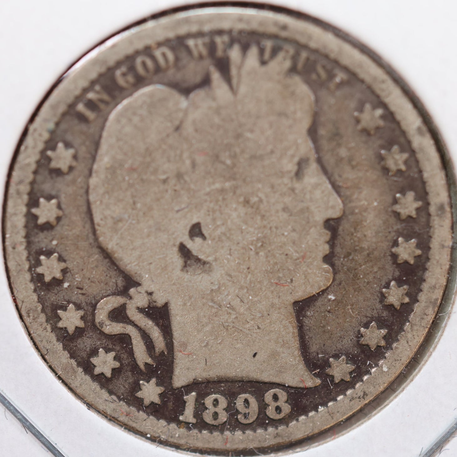 1898-S Barber Silver Quarter, Good Circulated Coin, Store #QR850