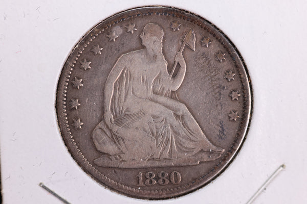 1880 Liberty Seated Half Dollar, Affordable Circulated Coin. Store Sale #23080974