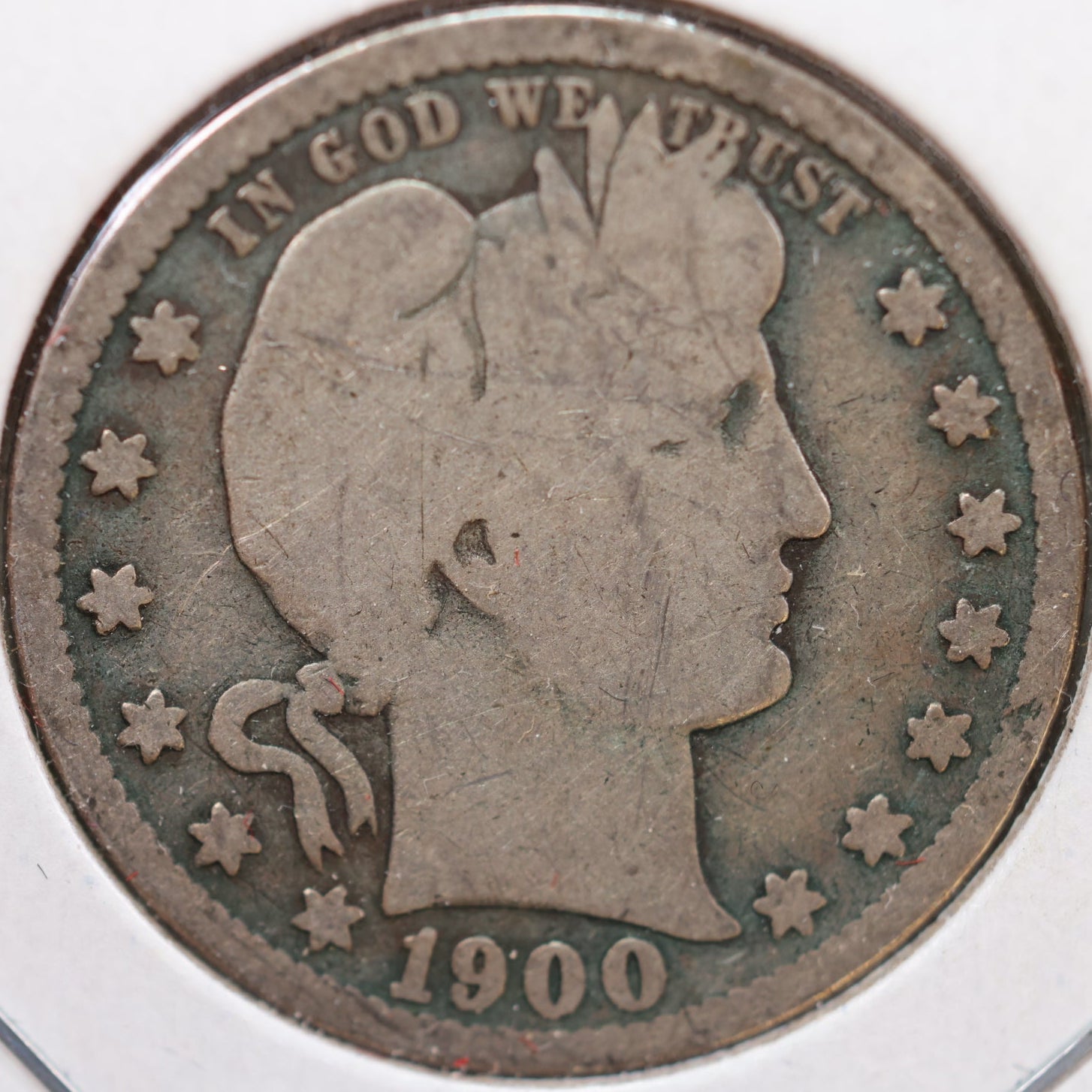 1900-S Barber Quarter, About Good+ Circulated Coin, Store #QR862