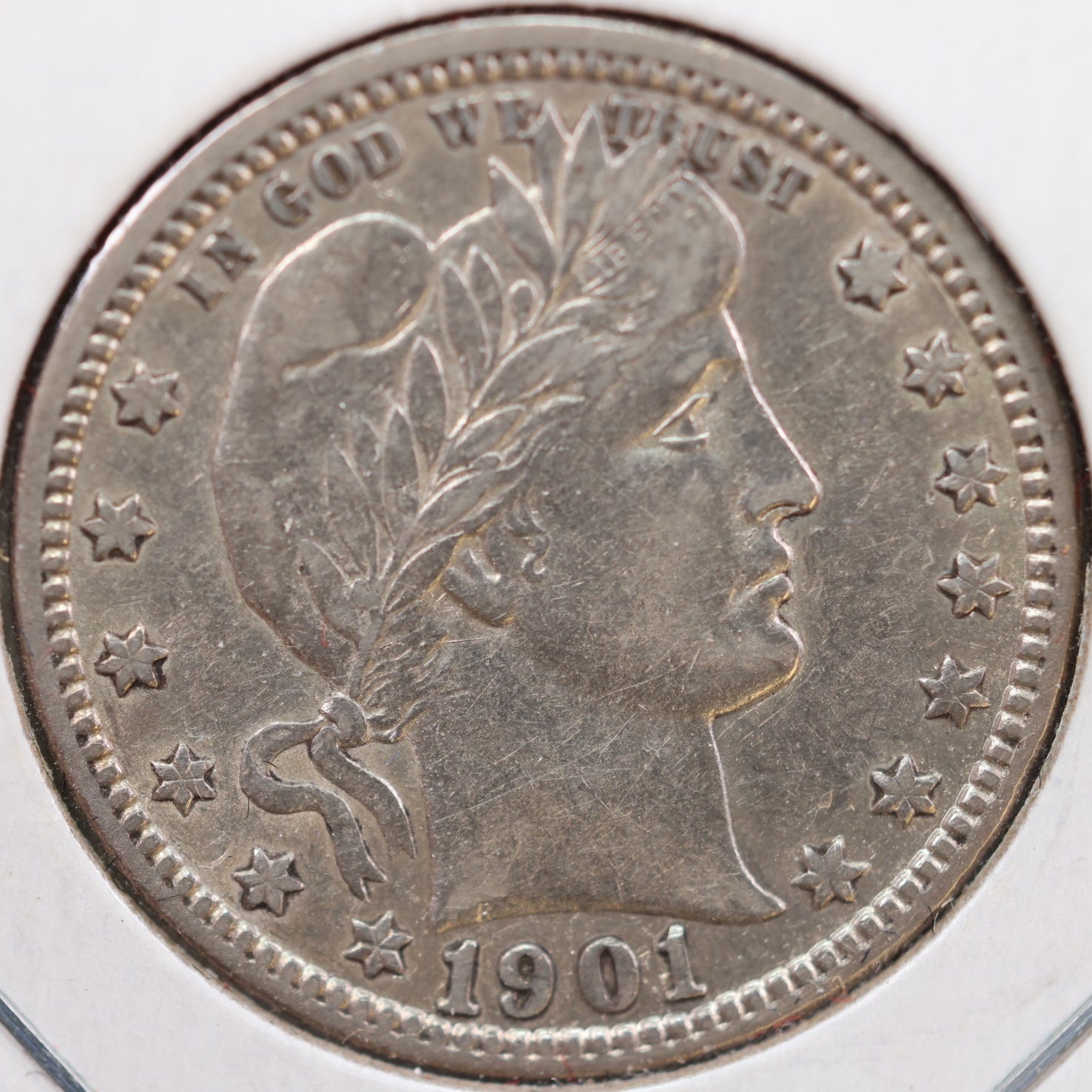 1901-O Barber Silver Quarter, Extra Fine+ Circulated Coin, Store #QR865