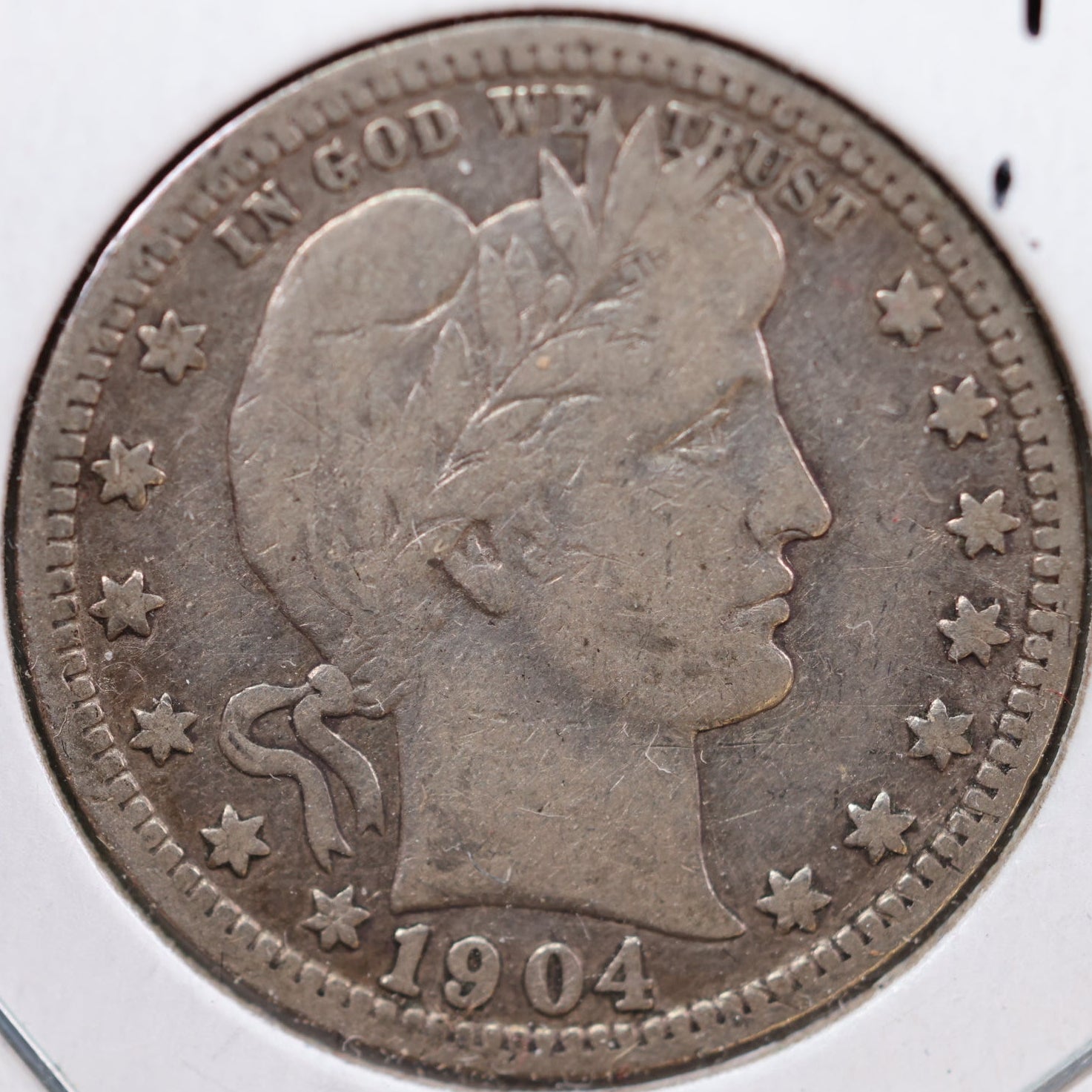 1904 Barber Silver Quarter, Fine Circulated Coin, Store #QR880