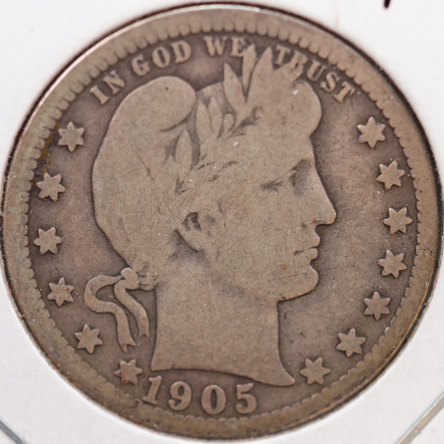 1905-O Barber Silver Quarter, Very Good Circulated Coin, Store #QR886
