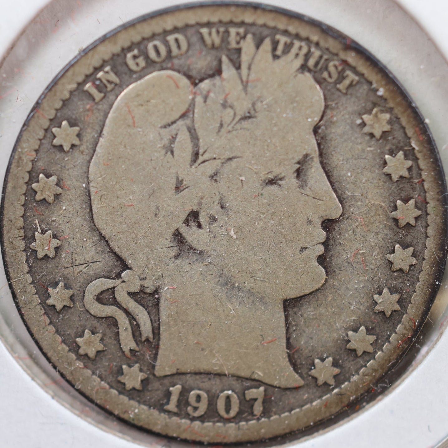 1907-D Barber Silver Quarter, Good+ Circulated Coin, Store #QR899
