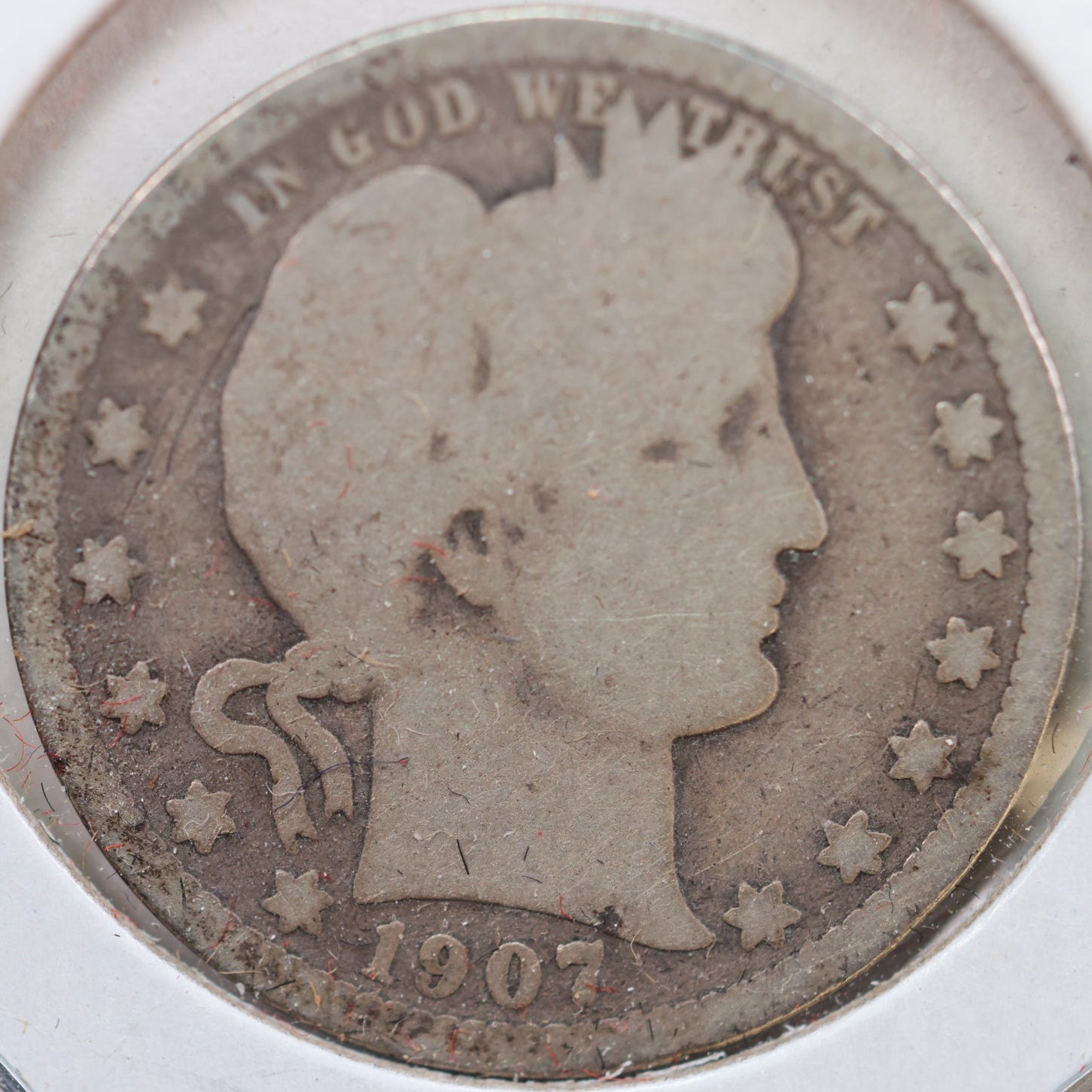 1907-O Barber Silver Quarter, Good+ Circulated Coin, Store #QR901
