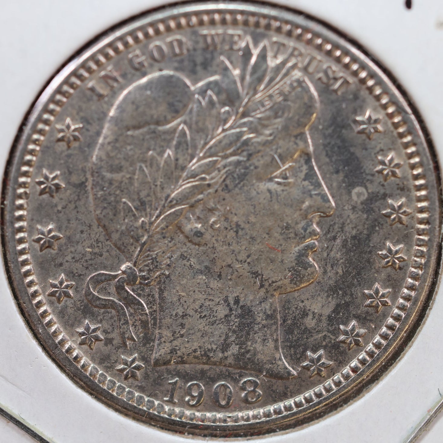 1908-O Barber Silver Quarter, About Uncirculated+ Coin, Store #QR908