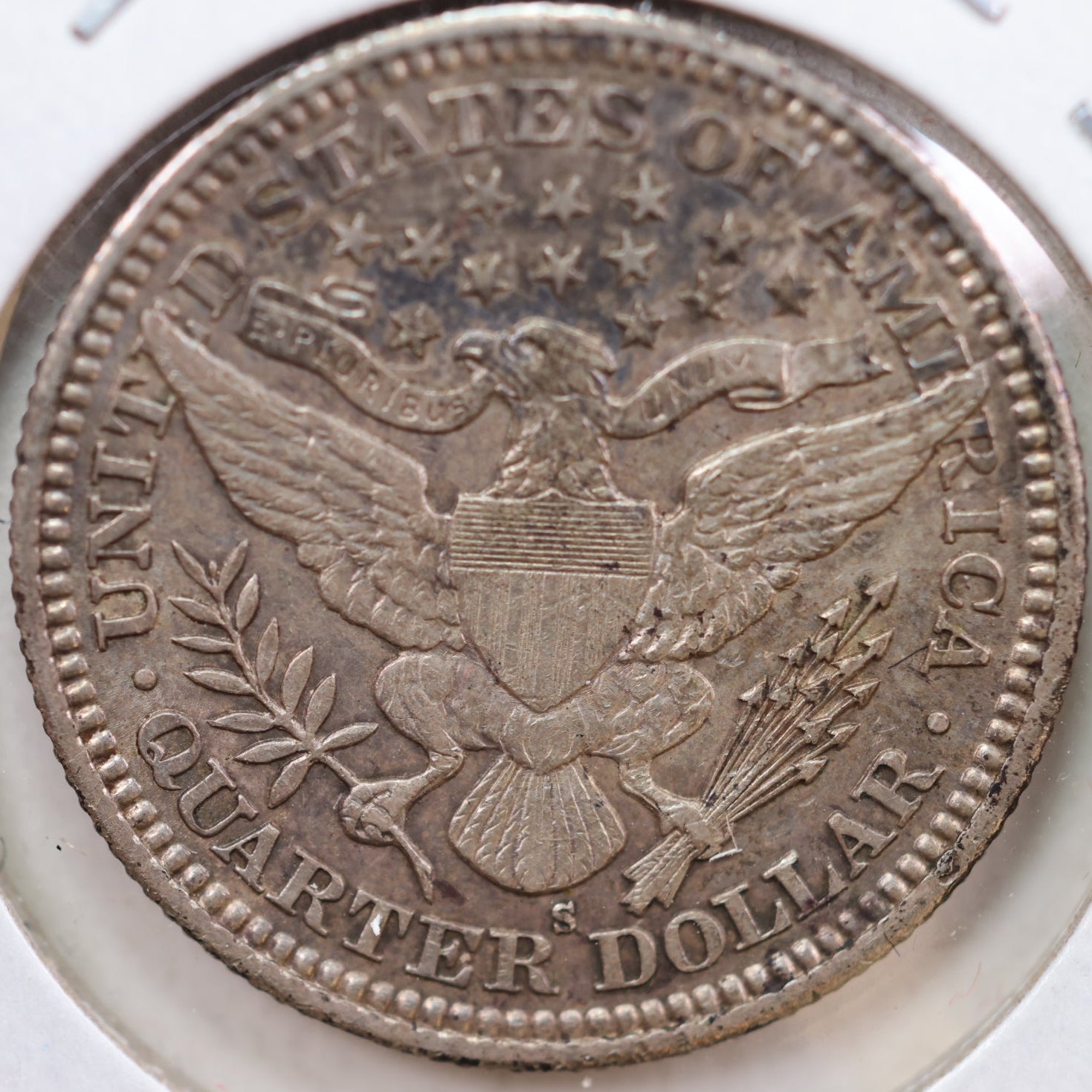 1908-S Barber Silver Quarter, About Uncirculated Coin, Store #QR910.