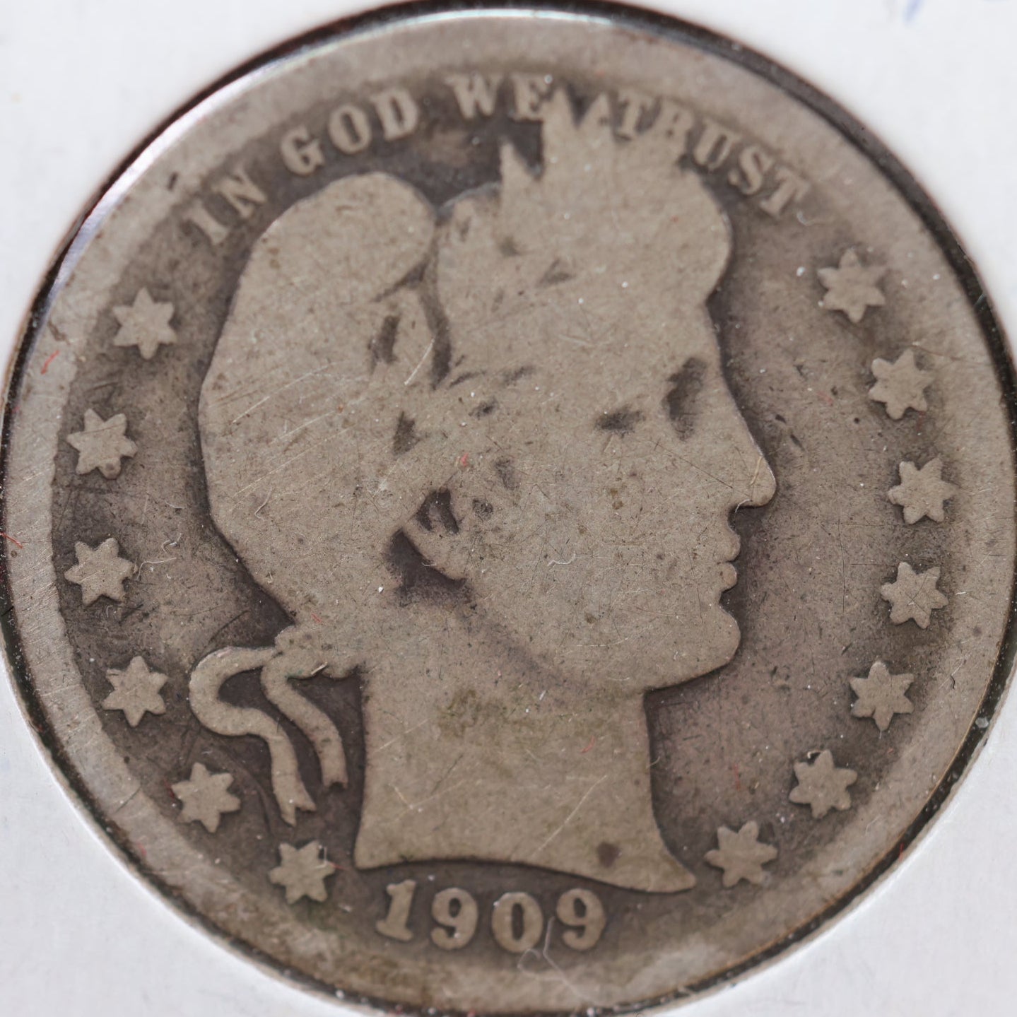 1909-O Barber Quarter, About Good Circulated Coin, details, Store #QR917