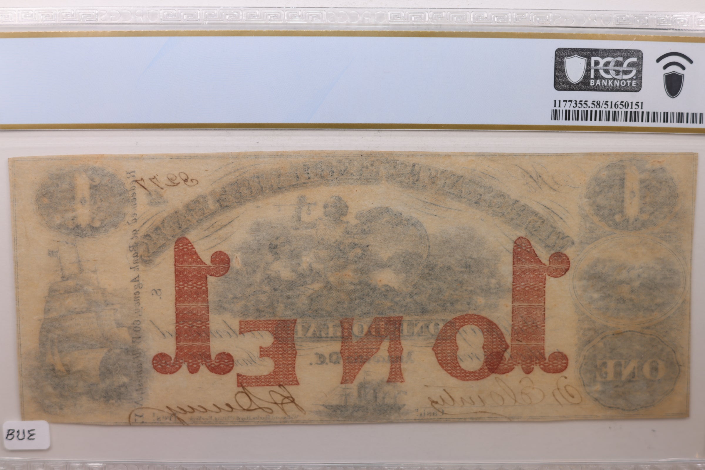 1854 $1, Anacostia, D.C., Obsolete Currency, PCGS AU-58., STORE #GDC016.