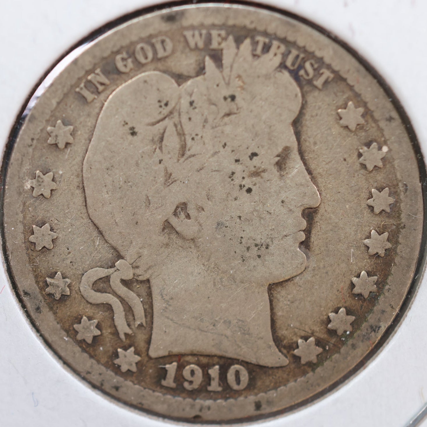 1910-D Barber Silver Quarter, Good Circulated Collectible Coin, Store #QR921